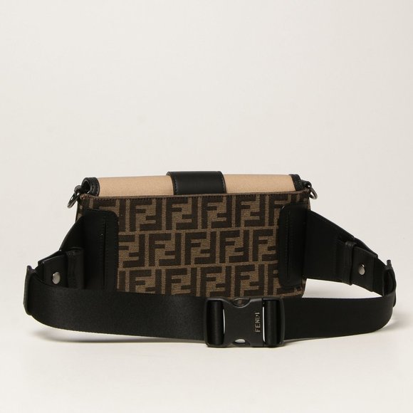Fendi Baguette Jacquard FF Logo Canvas Convertible Crossbody Belt Bag - Picture 13 of 16